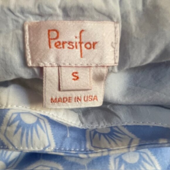 Persifor Clare Dress Flutter Sleeve Shift Sunrise in Crystal Blue Cotton Small - Picture 10 of 12